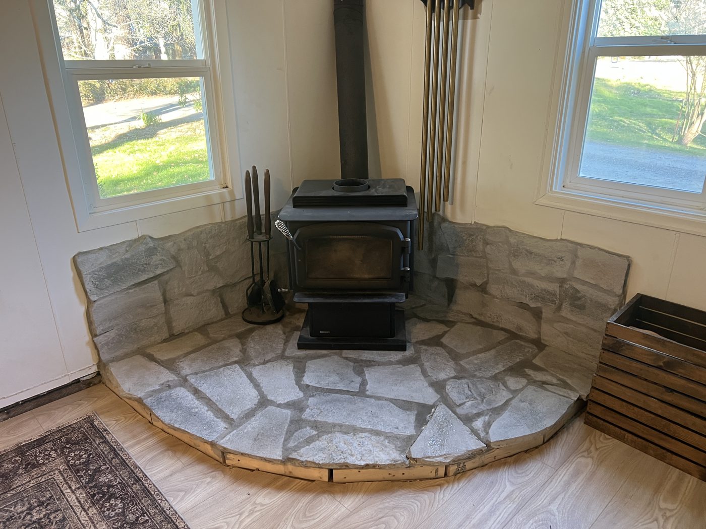 Stone hearth and flagstone by Gates Contractors